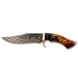 Handcrafted Copper-Layer Patterned Steel <b>Craft</b> <b>Tool</b> Burl Wood Handle Executive Display Piece - Product Image 1