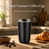 Gobelet de voyage isotherme à double paroi de 280 ml, anti-fuite, en acier inoxydable de qualité alimentaire, tasse portable, tasse de voiture pour les voyages, cadeau