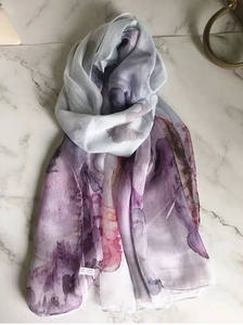 ヘッドスクエアヘリンボーンヒジャーブレースインドシルクペイズリーインフィニティブランケットスカーフ - Product Image 5