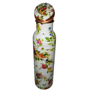 Botella de agua de cobre puro con estampado de flores, MEENA - Product Image 4