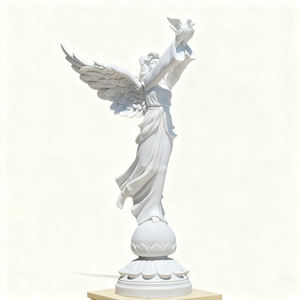 等身大手作りモダンデザイン白い大理石の天使像ダブ付きカスタム花崗岩彫刻教会ガーデンヴィラ - Product Image 6