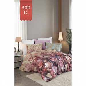 Varol Royal Satin 300TC Duvet Cover <b>Set</b> <b>Single</b> Floral Luxury Design for Home Use - Product Image 3