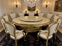 Table de salle à manger rectangulaire de style européen en bois massif doré Royal Classic, grande table de banquet, table de salle à manger extra large