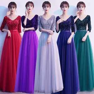 2023 New arrival sequin mesh mother of the bride dresses purple prom women's evening dresses