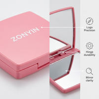 Miroir de maquillage pliable carré simple en plastique Zonyin, personnalisable avec logo, mini miroir de poche portable pour femme, idéal comme cadeau