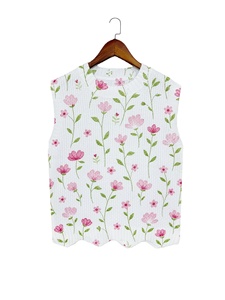 <span class=keywords><strong>Gilet</strong></span> in Maglia Senza Maniche da <span class=keywords><strong>Donna</strong></span> con Collo Rotondo, Stampa Integrale a Trasferimento Termico di Fiori Rosa e Foglie Verdi, <span class=keywords><strong>Gilet</strong></span> Casual Quotidiano - Product Image 3