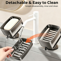 Porte-savon à ventouse étanche double couche en éponge, drainage sans perçage, écologique, forme incurvée moderne, en ABS