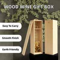 Boîte à vin en bois poli pour bouteille unique avec poignée en corde, écologique et légère, idéale pour offrir en cadeau de Noël