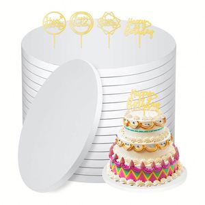 Plateaux à gâteau ronds en carton ondulé blanc épais de 1/2 pouce, robustes, professionnels, à bords droits et lisses, pour boulangerie (vente en gros) - Product Image 1