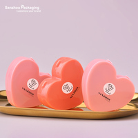 Casing perona pipi Mini dengan cermin lucu wadah krim perona pipi kemasan kosmetik hati dengan logo kustom untuk anak-anak