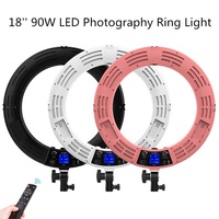 Lampu cincin LED dinding 14 18 21 inci, lampu cincin putih hangat kendali jarak jauh 36 45 54 cm dengan Tripod dan penahan