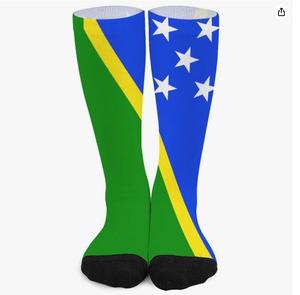 Chaussettes longues décontractées avec drapeau des îles de <span class=keywords><strong>Salomon</strong></span> imprimé pour femmes et hommes, confortables, élastiques, respirantes et décontractées - Product Image 1