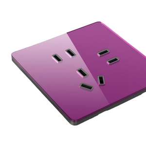 Panel Táctil Delgado de Vidrio Tipo 86, Enchufe Doméstico de Cinco Orificios, 10A, Control Dual, Par Individual - Product Image 1