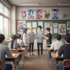 T-shirt Anime Club grigia a maniche corte con testo giapponese e grafica di un topo - Product Image 3