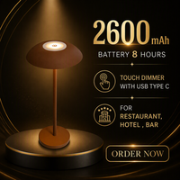 Lampe de table d'ambiance de restaurant USB Lampe de table de barre de gradateur tactile usb rechargeable sans fil de style nordique