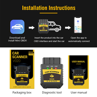 Diagnóstico de lectura de código de motor V020 OBD2 para Bluetooth Elm327 1,5, escáner de coche, máquina de diagnóstico OBD II para todos los vehículos para coches