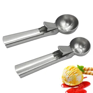 Cuchara de helado con gatillo de acero inoxidable 430, bola para fruta, cuchara para melón y agua, superventas