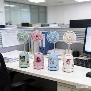Venta Directa de Fábrica, Ventilador de Escritorio Mini Personalizado al por Mayor con Aspiradora, Portaplumas, Sacapuntas, 2 Velocidades, 400mAh - Product Image 4