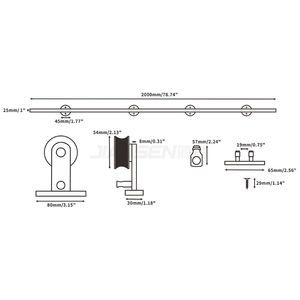 Système de porte coulissante en acier inoxydable, kits de quincaillerie pour porte coulissante de grange, système de roulettes coulissantes, accessoire - Product Image 5