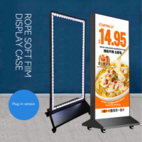 Boîte à lumière LED mobile double face Film souple UV Support lumineux vertical sans cadre Panneau d'affichage alimenté en courant alternatif Entreprises de maison