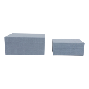 Fabric Covered Decorative Storage Box with Ring Detail for Home Decor Keepsake Jewelry Box with Lid Set of Two - Product Image 5