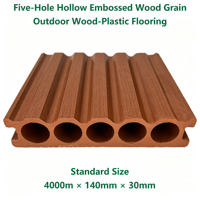 Plancher composite WPC creux à 5 cavités, grain de bois, longueur personnalisée, 4000x140x30mm, pour jardin et parc, plusieurs couleurs