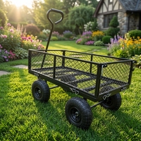 Carrito Plegable de Acero Inoxidable Plateado con 4 Ruedas y Asa en D para Herramientas de Exterior, Garantía OEM de 1 Año