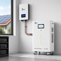 Batería de Litio LiFePO4 de 51.2V 280Ah 14.336kWh Montada en Pared con Ruedas, BMS de Protección Múltiple Integrado, Conexión en Paralelo