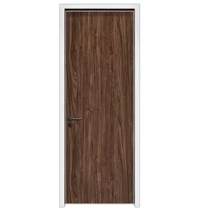 วอลนัทไม้วีเนียร์ไม้ Flush ออกแบบประตูวอลนัทภายในประตูห้องนอน