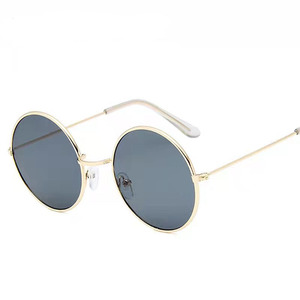 Round Retro Sunglasses <b>Gold</b> Silver Frame UV400 Protection Women's Fashion Lightweight Full Rim Category 1 Lenses - Product Image 1