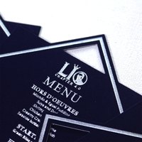 Carte de menu en velours bleu marine avec étoile à huit branches, estampillée à chaud argentée, pour mariage, banquet, fête d'anniversaire