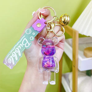 Desain Multi botol botol susu gantungan kunci indah kartun baru indah Kitty Bear bebek dinosaurus liontin tas hadiah cincin kunci - Product Image 5