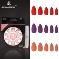 Faux ongles Fengshangmei Press, artificiels, à effet stiletto, brillants, avec paillettes, demi-couverture, en ABS durable, pré-conçus pour les doigts