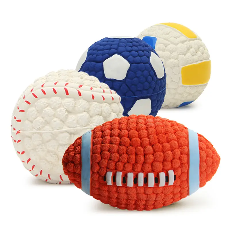 RTS – balles de jouet en Latex pour chien, en caoutchouc couinant, basket-ball, volley-ball, Football en forme pour petits et moyens chiens, son de mastication interactif