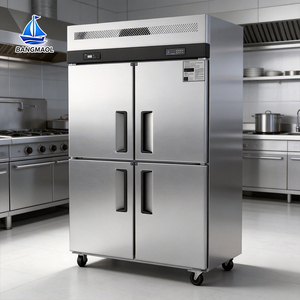 Congélateur vertical commercial à 4 portes à refroidissement direct en acier inoxydable pour restaurant, cuisine, équipement de stockage alimentaire pour la restauration - Product Image 1