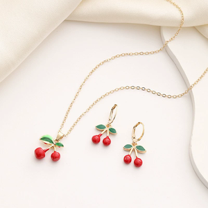 Fashion Cherry Gold Jewelry Set for Jewelry Set Shop Party <strong>Jewlery</strong> Wholesale N20230201 - Product Image 5