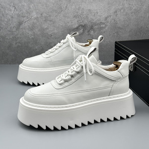 Chaussures décontractées tendance pour hommes, à lacets, blanches, à semelle épaisse, respirantes et durables, nouvelle collection automne 2026, rehaussantes, style niche, polyvalentes - Product Image 2