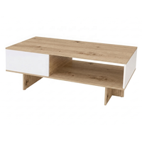 Table basse rectangulaire en bois de chêne au design minimaliste et épuré avec étagère de rangement pour salon