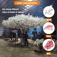 Kustom DIY 3-12m besar putih merah muda bunga ceri cabang pohon buatan Jepang bunga sakura pohon untuk Hotel restoran dekorasi