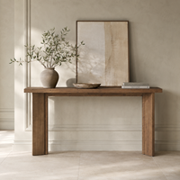 Table console moderne style ferme, 70,9 po de long, table d'entrée, table de canapé, pieds sculpturaux, décoration de hall, bois massif, brun rustique, villa, hôtel