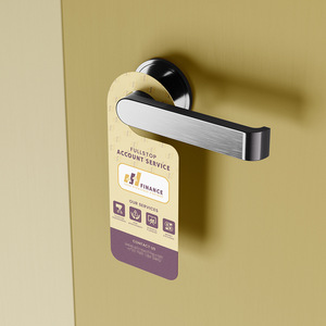 Folleto promocional personalizado para colgar en la puerta de la habitación, con gancho irregular, impreso para la empresa - Product Image 1