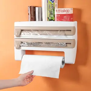 ts Factory Wholesale Rack Cling Film Cutting Tin Foil Cutter Storage Rack Wall-mounted Paper Towel Rack