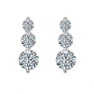 Dylam Stylish Design 925 Sterling <b>Silver</b> Non Tarnish Non Fade Three D Color VVS1 Moissanite Stones <b>Stud</b> Earrings for Dress-up - Product Image 1
