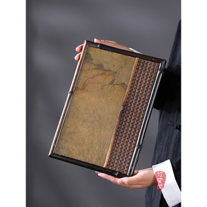 Purple <b>Bamboo</b> Rock Tea Tray Zisha Material Traditional Style Dry Brewing <b>Table</b> With Woven <b>Bamboo</b> Holder - Product Image 2