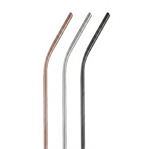 Reusable Metal <b>Drinking</b> <b>Straws</b> 3-Pack Rose Gold Silver Black Minimalist Bar Accessories - Product Image 1