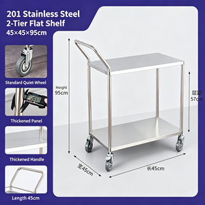 Carrito de Servicio Móvil de Acero Inoxidable de 3 Niveles, Carrito de Servicio Resistente con Ruedas para Restaurantes, Cocinas, Hoteles y Cafeterías - Product Image 5