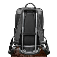 Sac à dos pour ordinateur portable en cuir véritable pour homme, imperméable, doublure en nylon et polyester, fermeture éclair, grande capacité, sac de voyage pour ordinateur portable 15 pouces