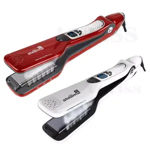 In stock Hair Straightener with Steam professional steam flat iron ceramic vapor hair styling tool for thick hair wigs