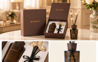 Coffret Cadeau d'Aromathérapie pour la Décoration Intérieure, Désodorisant d'Hôtel 150ml, Ensemble Parfumé avec Bâtonnets en Rotin et Fleurs Séchées