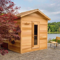 Sauna extérieur en bois massif, bain froid en bois, douche extérieure, ensemble complet SPA de jardin, entrée en verre, style jardin extérieur